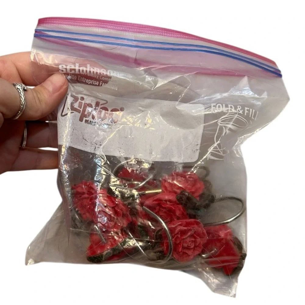 Vintage Carved Rose Shower Curtain Hooks (Set Of 12/Whole Set)